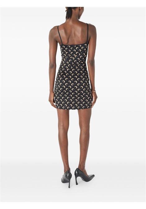 moon printed jersey mini dress black and beige MARINE SERRE | WDR485ACJER0001IT99